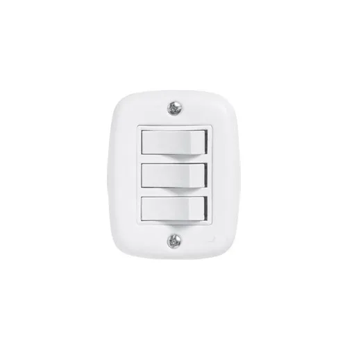 Interruptor 3 teclas simples sobreplus Pluzie